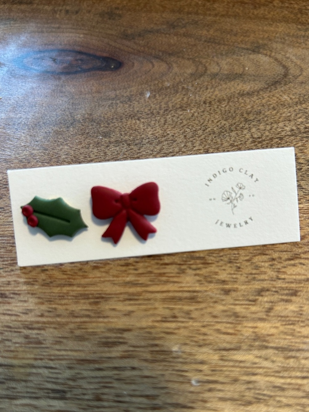 Holiday Holly & Bow Stud Earrings